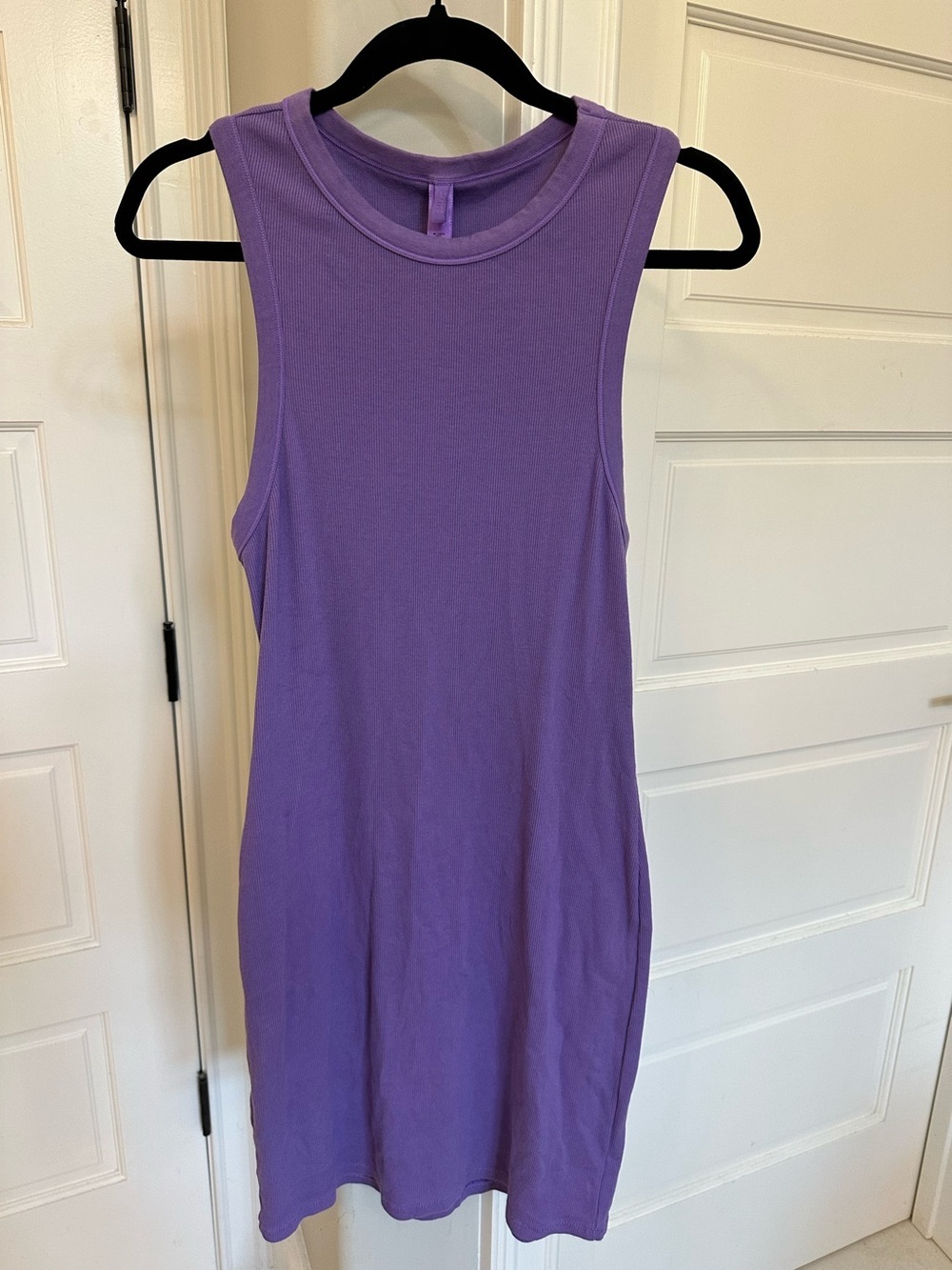SKIMS Cotton Ribbed Tank Dress Size XL Ultra Violet Purple Crew Neck Bodycon EUC